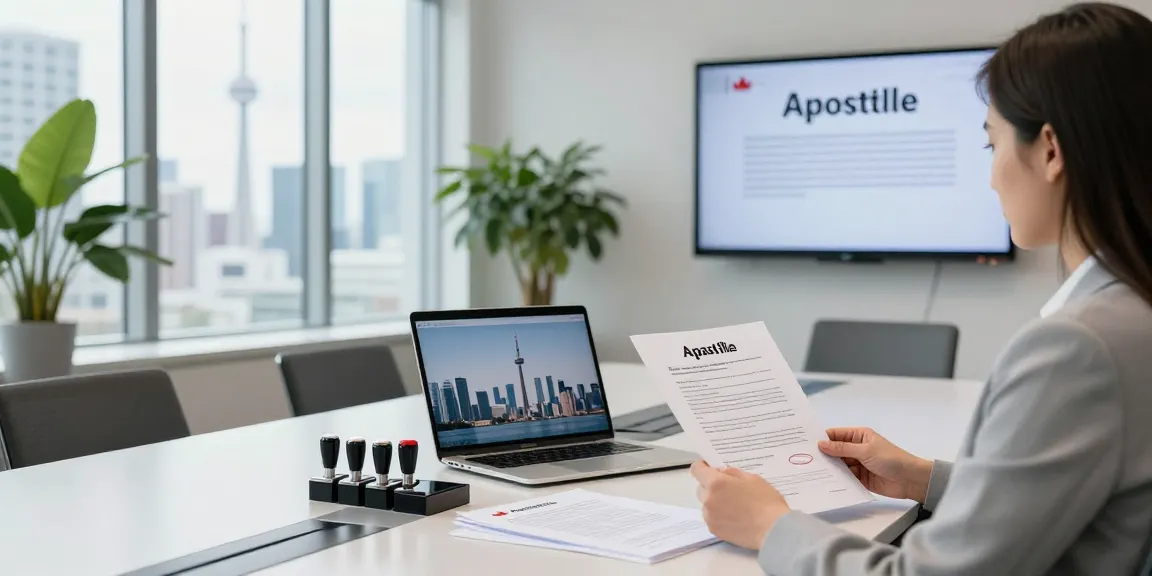 Apostille Toronto Canada legal services professional discussing document certification