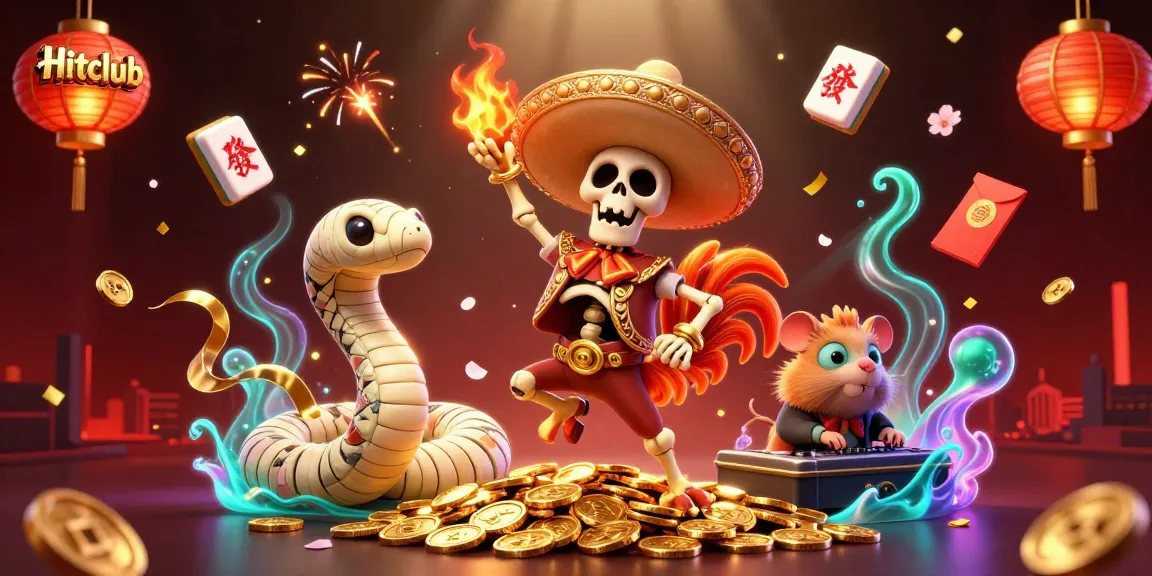 Engage in thrilling gameplay at Hitclub with vibrant characters celebrating over golden coins.