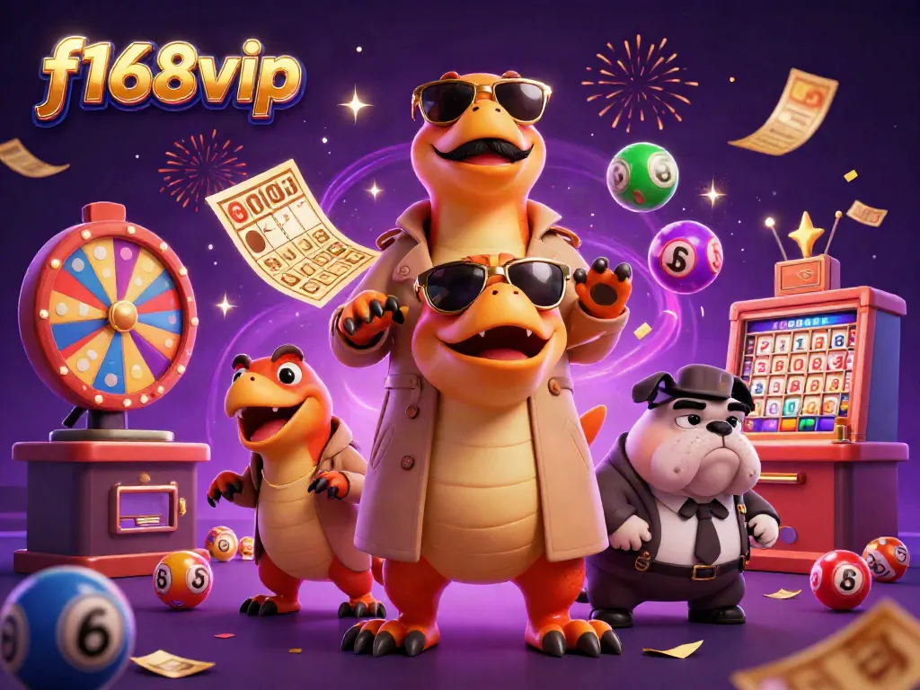 Join the excitement at f168vip as raptors sneak into a VIP casino lounge, under confetti celebration.