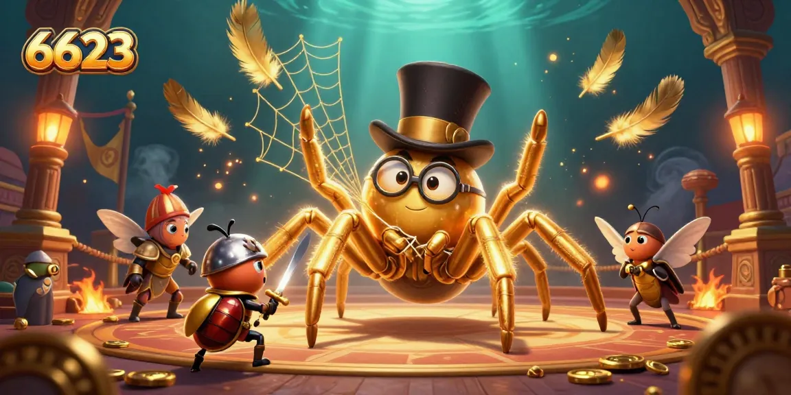 Experience thrilling bets at 6623 casino, where a golden tarantula weaves excitement among brave players.
