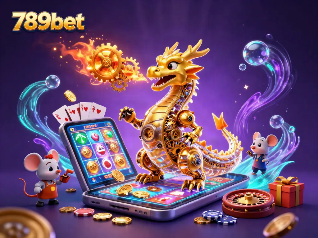 Engaging 3D illustration featuring a golden dragon and immersive casino elements for 789bet.