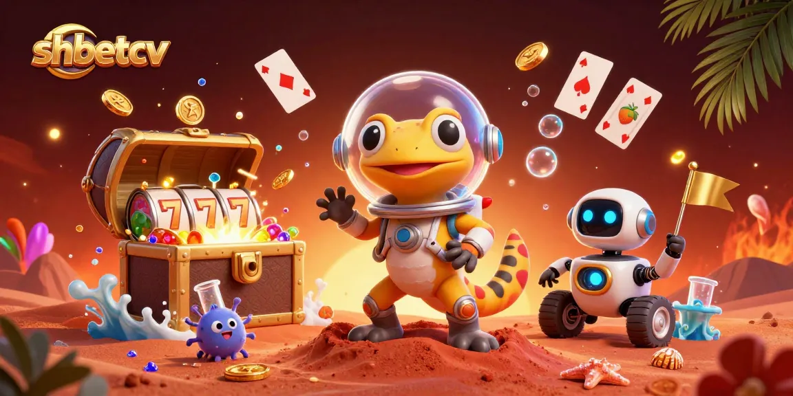 Engage in exciting gameplay at shbetcv with a vibrant 3D casino scene featuring a Martian gecko.