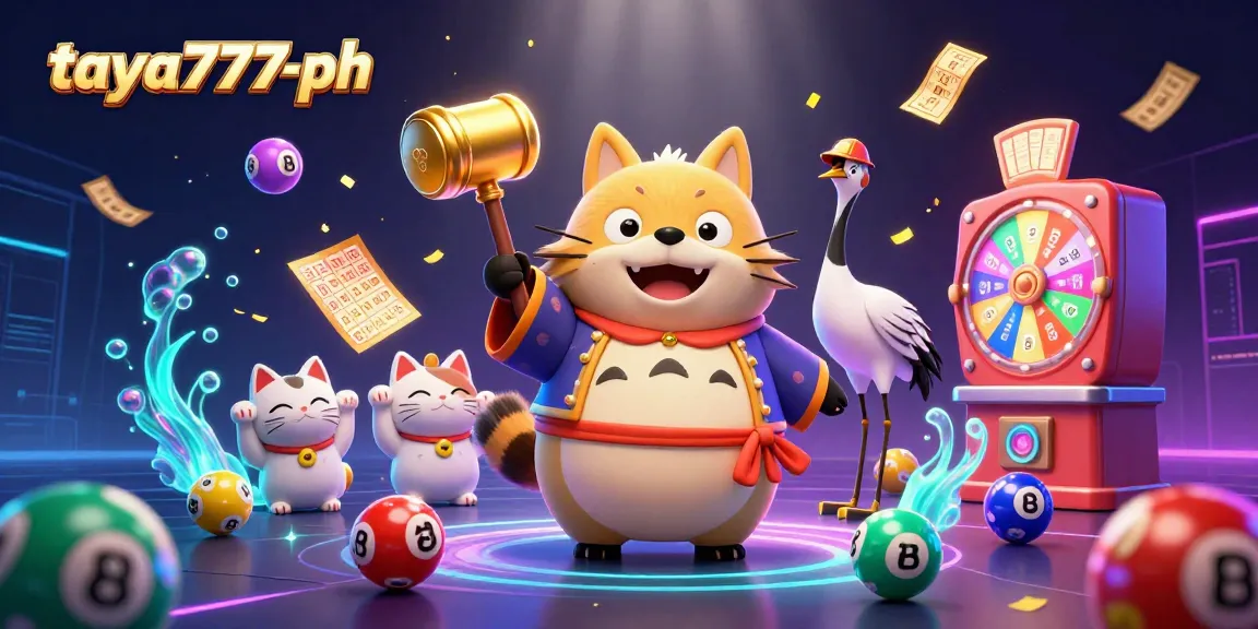 Experience thrilling gaming moments at taya777-ph with cartoon characters celebrating luck surrounded by vibrant casino elements.