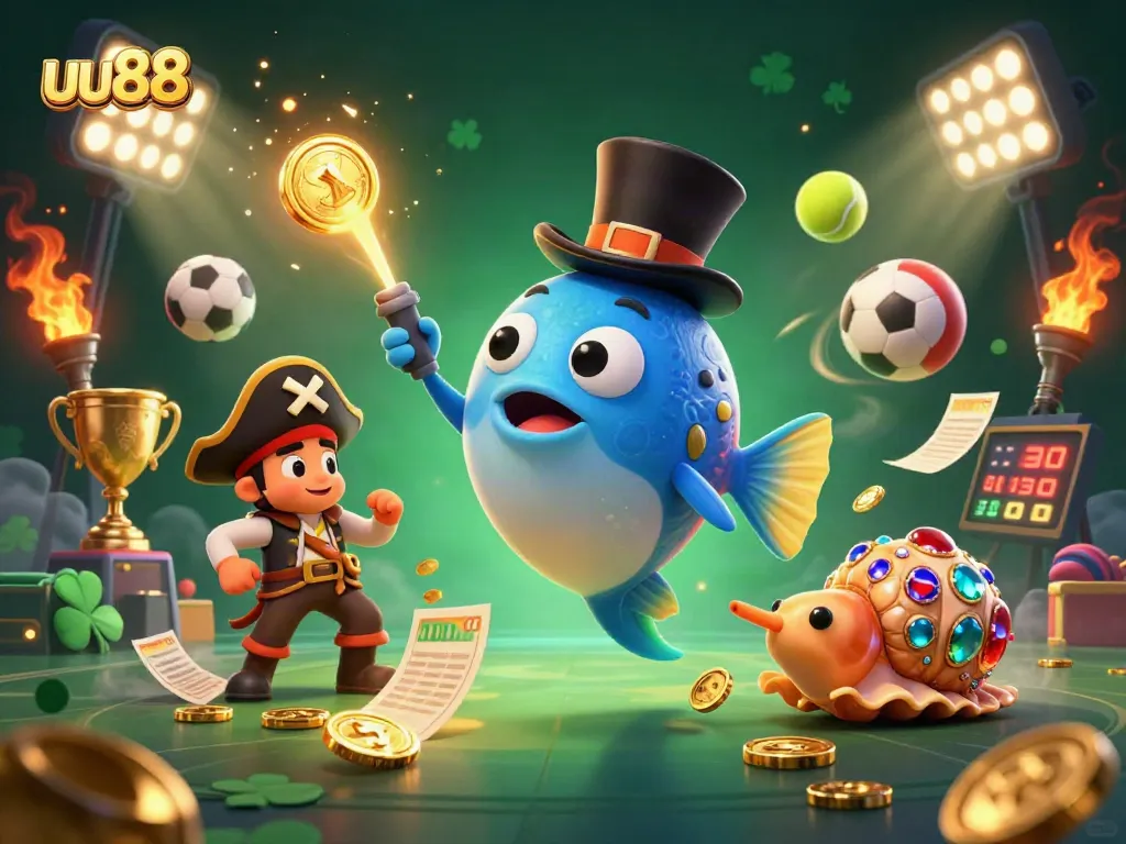 Experience the excitement of uu88 as a deep-sea anglerfish and friends attract golden coins in a vibrant underwater casino!