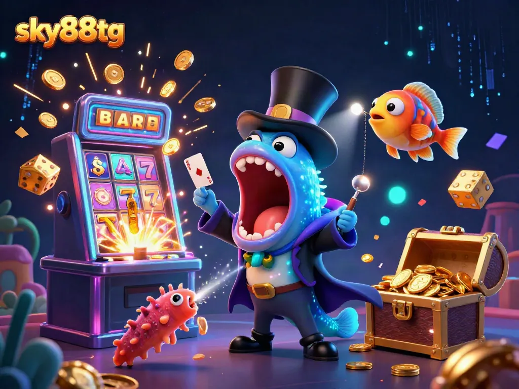 Experience thrilling fun at sky88tg with a magical underwater casino scene featuring exciting games and colorful characters.