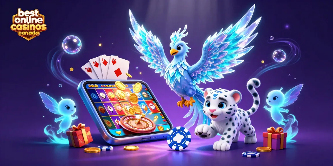 Experience the excitement of best online casinos Canada with a magical 3D casino illustration.
