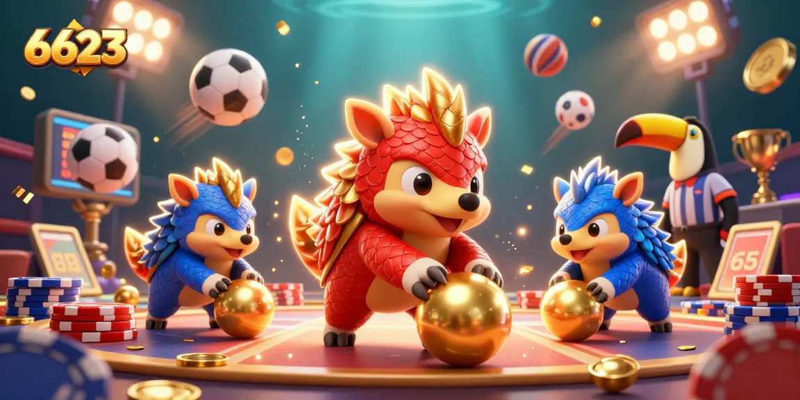 Experience thrilling gameplay with 6623 as pangolins compete in a casino setting filled with action.