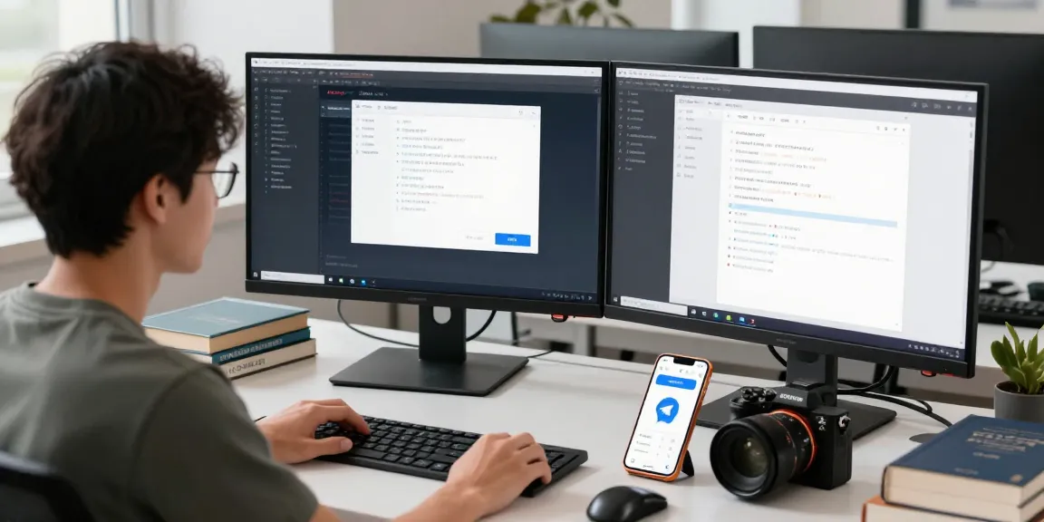 Customizing Telegram中文 settings on a modern workspace.
