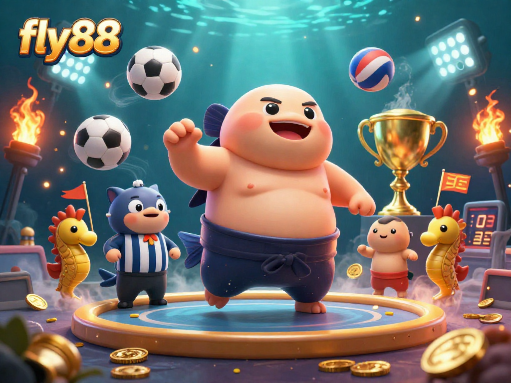 Experience thrilling bets with fly88 in a dynamic underwater casino scene, showcasing vibrant characters and game elements.