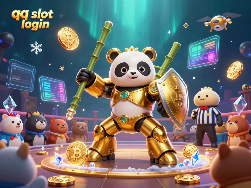 Engage in thrilling gameplay with qq slot login as the panda pilot battles in an animated arena.