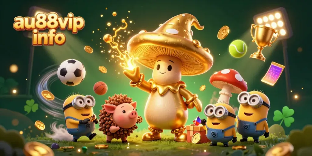 Experience the excitement of au88vip info with golden mushroom wizard magic and dynamic sports elements.