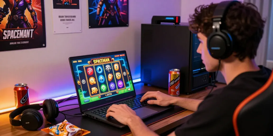 Pengalaman bermain slot spaceman yang seru dengan grafik yang cerah dan aksesori gaming di ruang yang nyaman.