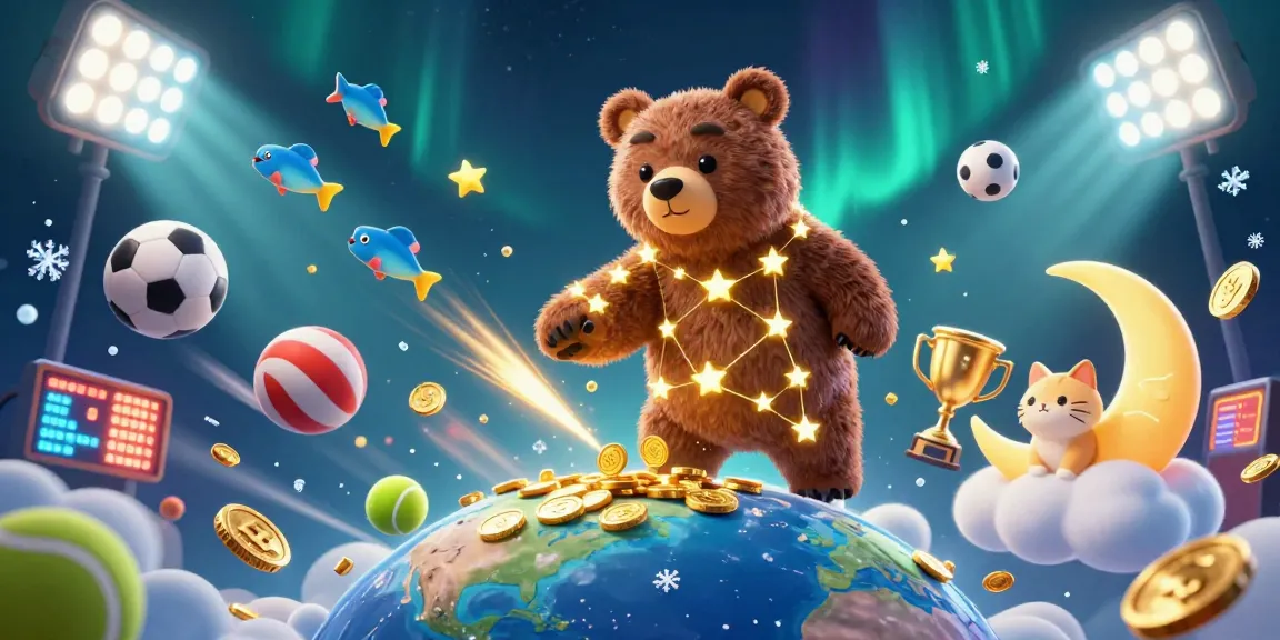 Watch the hitclub constellation bear scoop coins below as vibrant sports elements fly around.