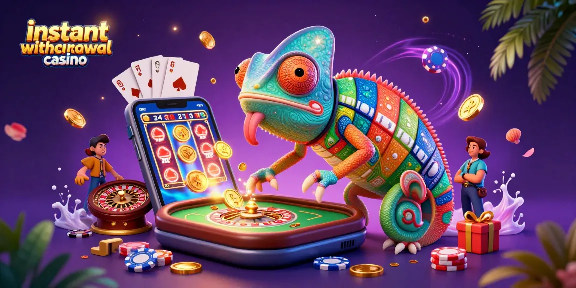 Experience instant withdrawal casino thrills with a lively chameleon owner and dynamic game elements!