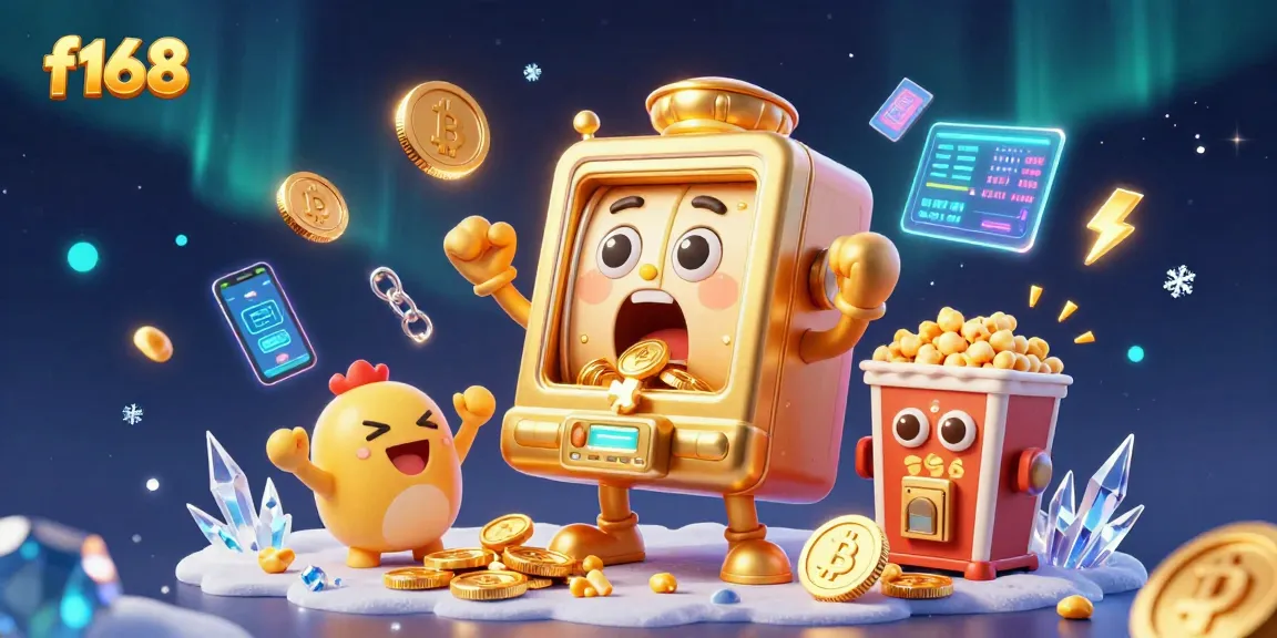Spin the f168 slot jackpot as golden coins burst from a cheerful slot machine in a vibrant casino scene.